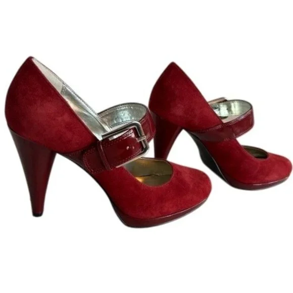Style Co Womens Cherry Red Suede Mary Jane Patent Leather Shoes Size 7 M - Picture 6 of 16